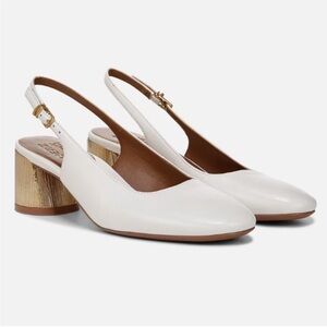 Naturalizer White Slingback Heels with Gold Accent Wedding Shoes 6.5W